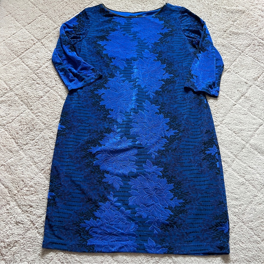 Ronni Nicole Geo Print 3/4 Sleeve Midi Dress Preppy Old‎ Money Whimsical Size 14